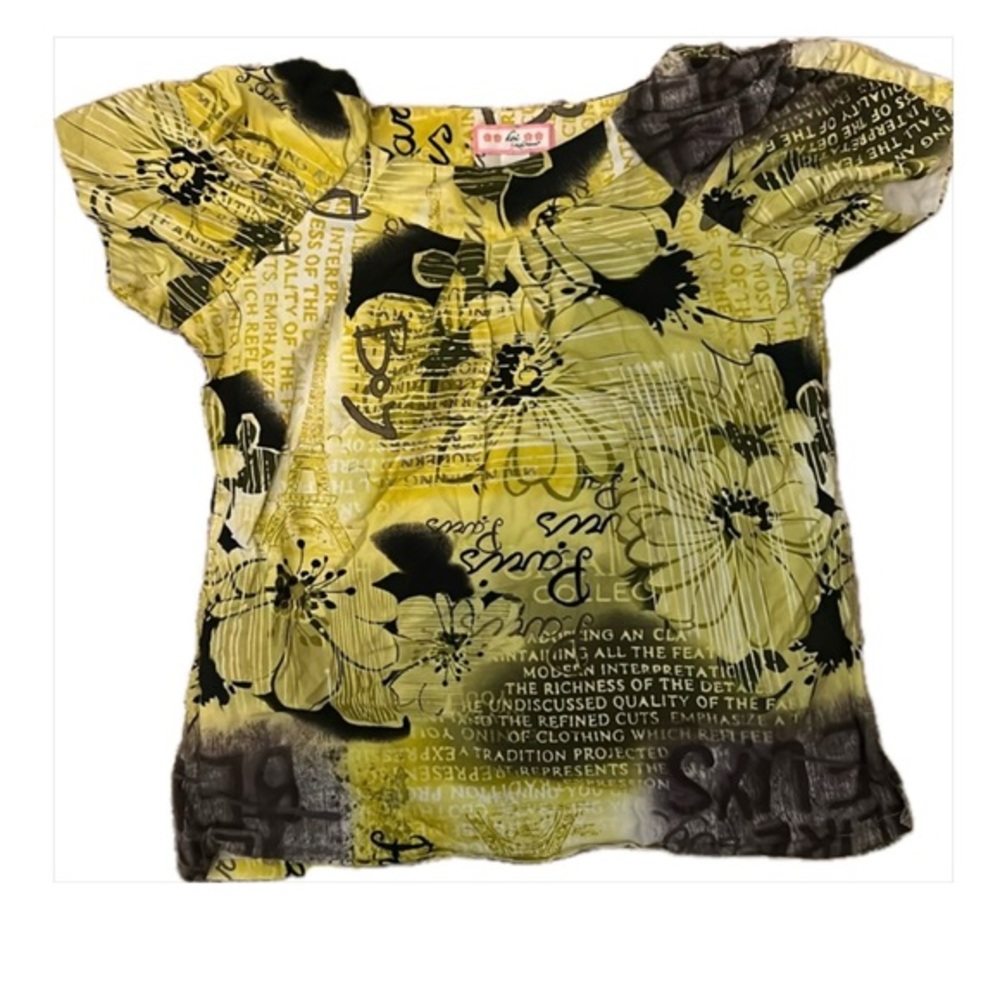 Koi scrub top, neon yellow and black, size Small